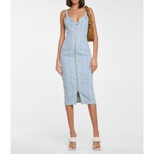 NWT ROTATE BIRGER CHRISTENSEN Size34 Kayla denim midi dress 100%Cotton MSRP $320